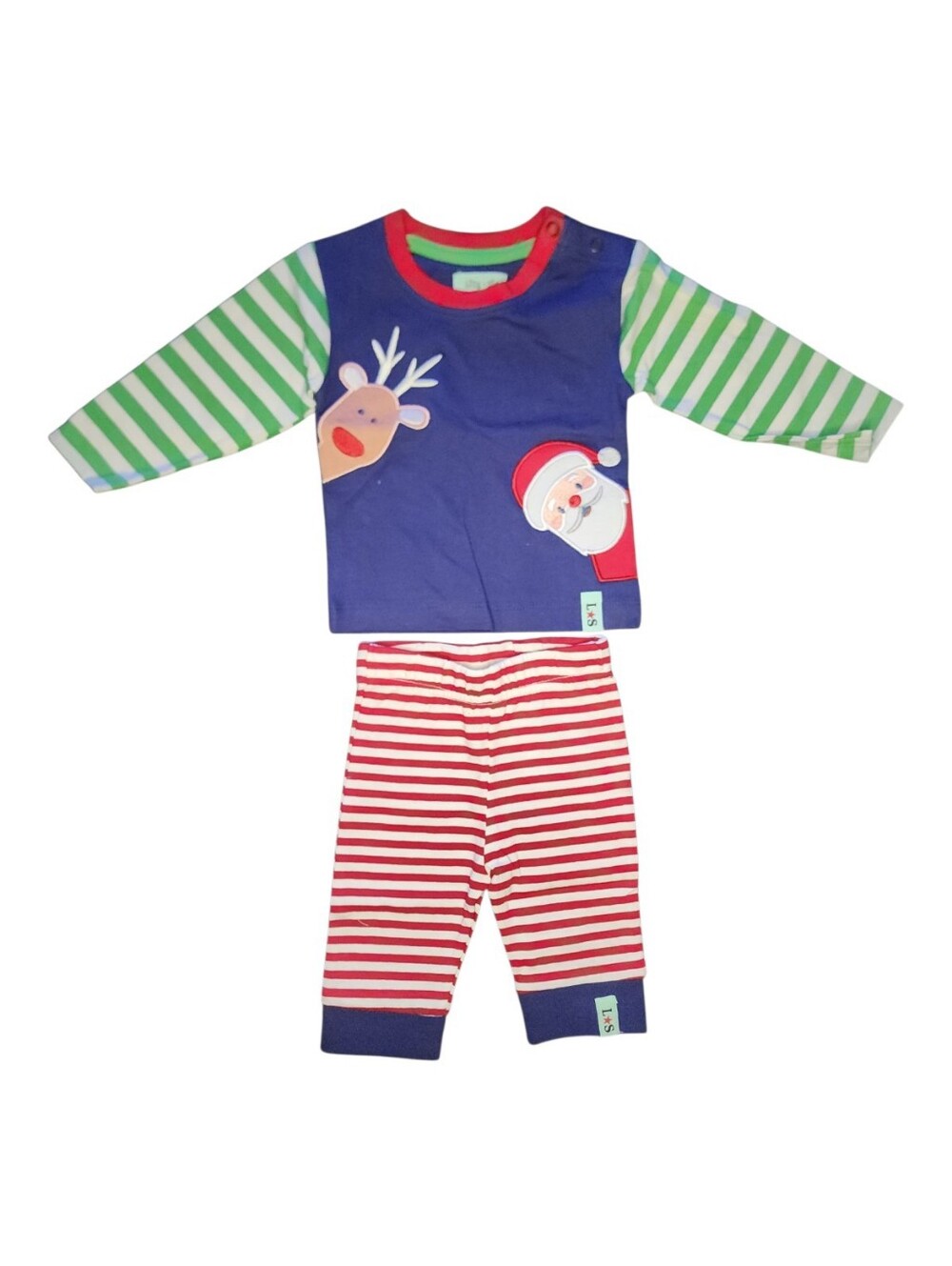 NWT Lilly + Sid Striped Santa Jogger Set, Boys 0-3 Months